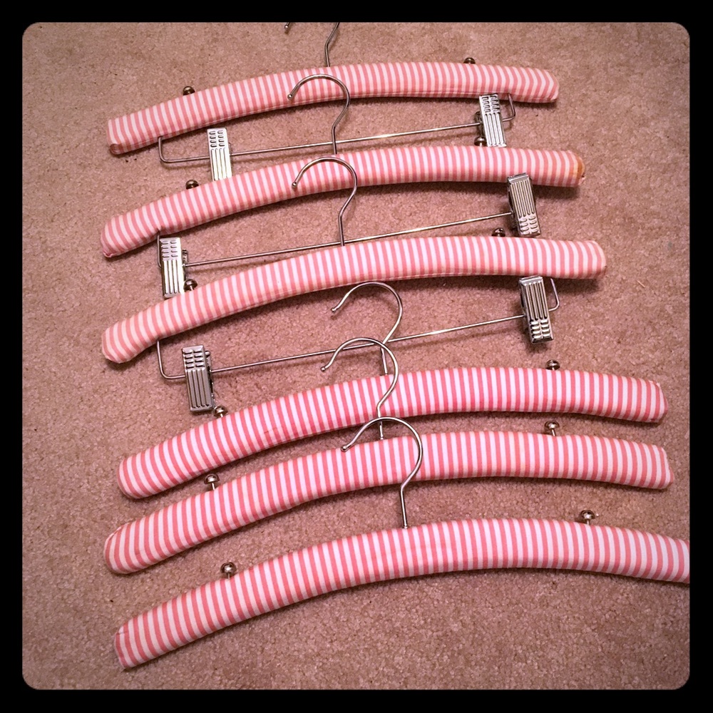 Striped Pink Padded Clothing Hangers - Set of 12